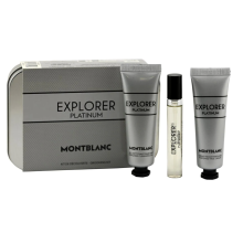 Mont Blanc Explorer Platinum EDP Set with Face Cream & Cleansing Gel Travel Size