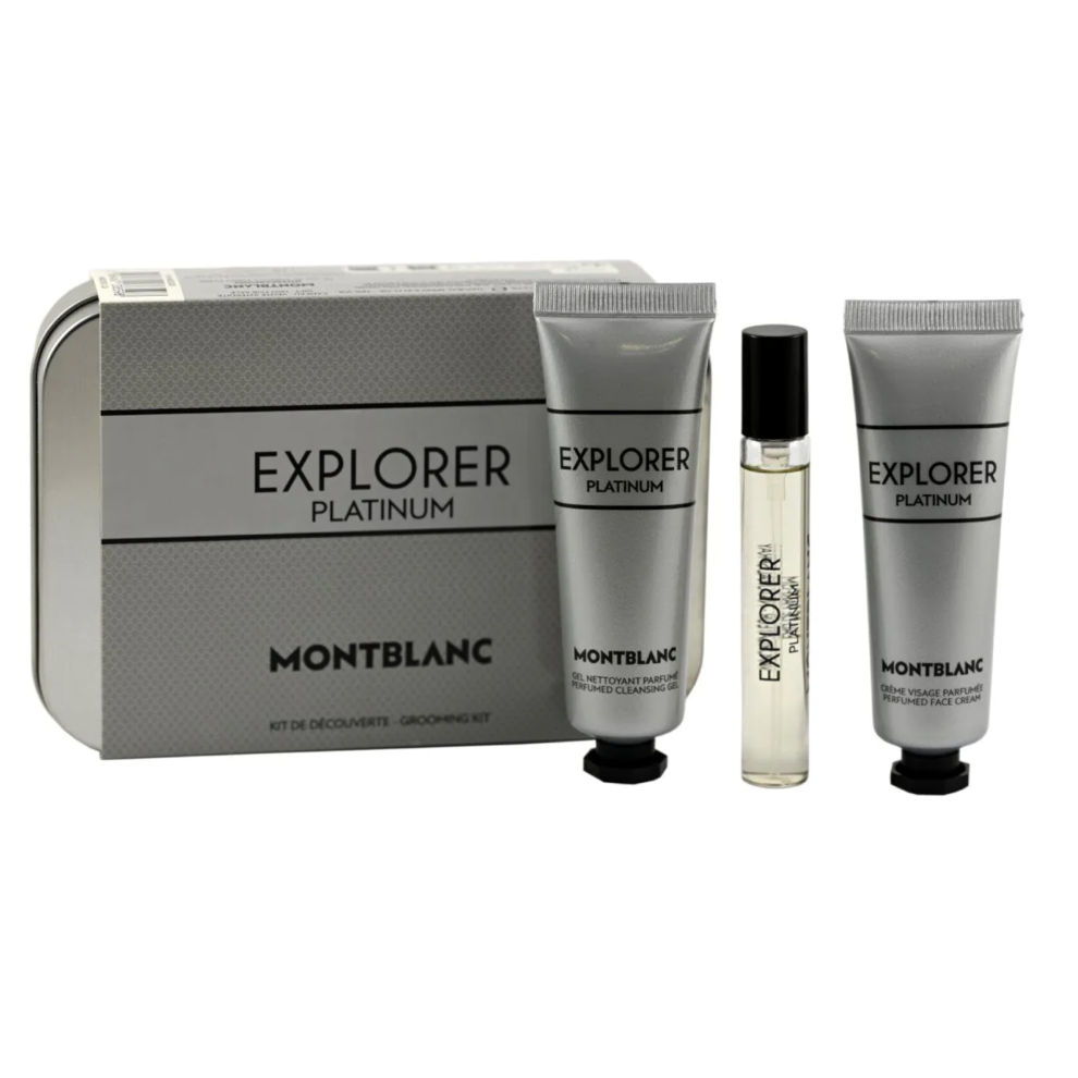 Mont Blanc Explorer Platinum EDP Set with Face Cream & Cleansing Gel Travel Size