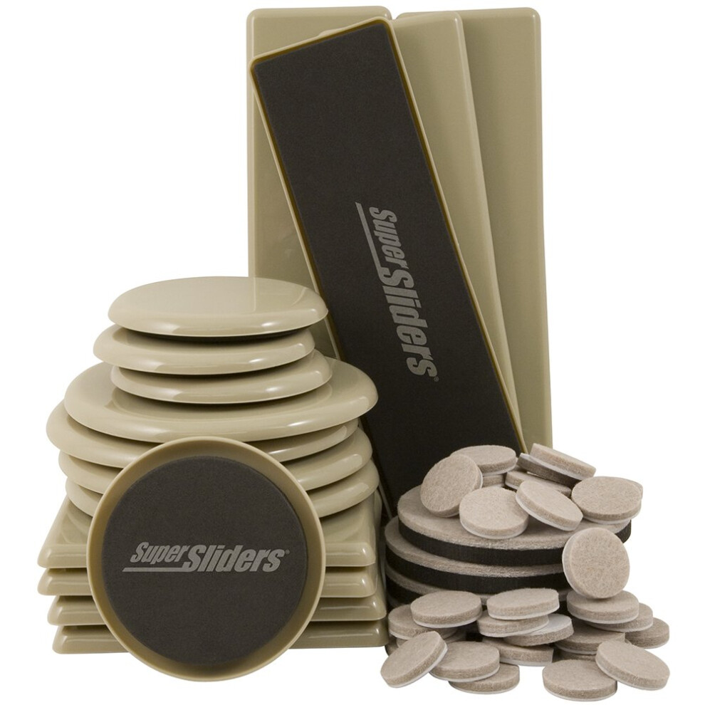 Super Sliders Assorted Reusable Furniture Sliders & Self-Stick Pads For Effortless Moving And Surface Protection Beige (52) 489702874018