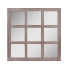 Stonebriar 23.5"" x 23.5"" Square Worn White 9 Window Pane Hanging Wall Mirror with Attached Mounting Brackets Decorative Rustic Decor for the Living