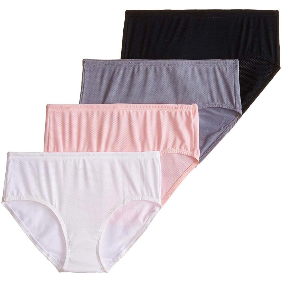 Fruit of the Loom Women's Underwear Breathable Panties (Regular & Plus Size)  Low Rise Brief - Micro Mesh - 4 Pack  7