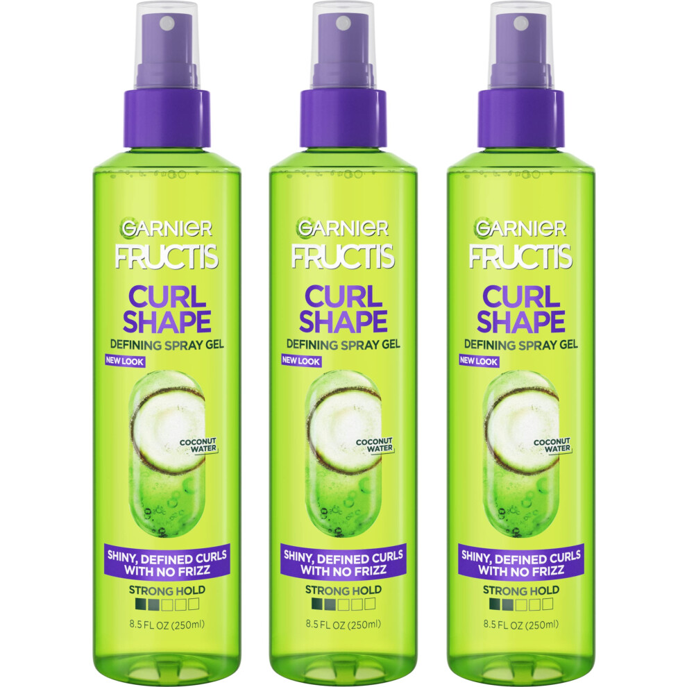 Garnier Fructis Style Curl Shape Defining Spray Gel for No Frizz  8.5 Fl Oz  3 Count (Packaging May Vary)