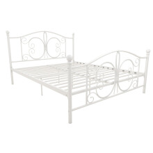 DHP Bombay Metal Platform Bed with Parisian Style Headboard and Footboard Adjustable Base Height for Underbed Storage No Box Spring Needed Queen W
