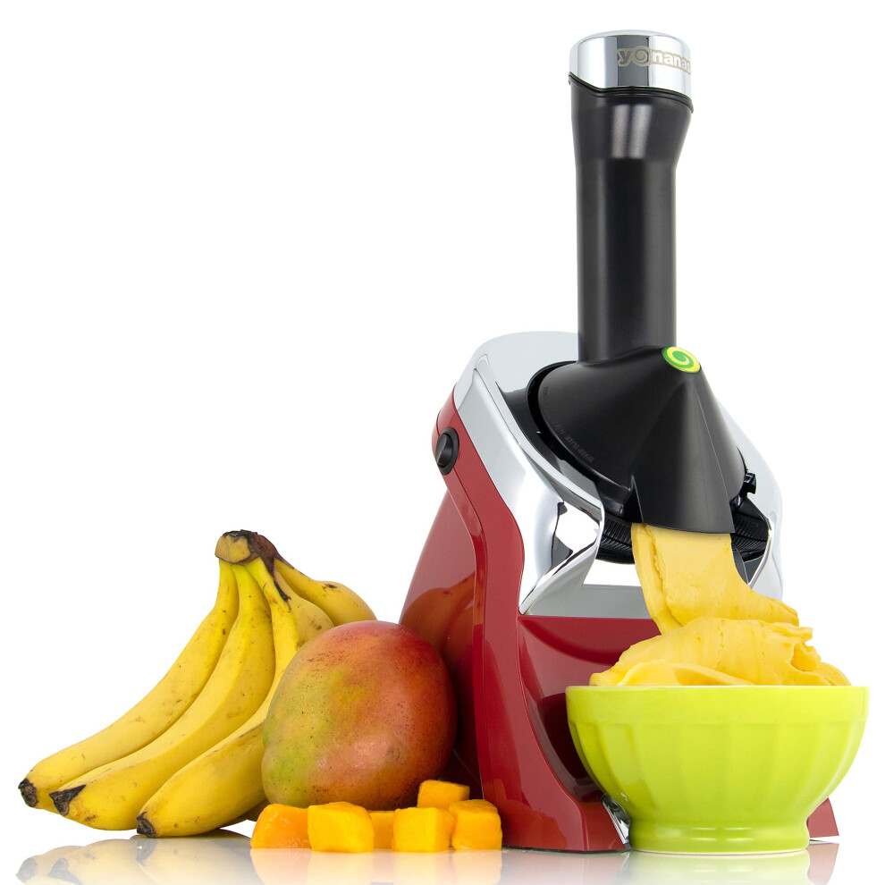 Yonanas 988RD Deluxe Vegan Dairy-Free Frozen Fruit Soft Serve Maker Includes 75 Recipes 200 W Red
