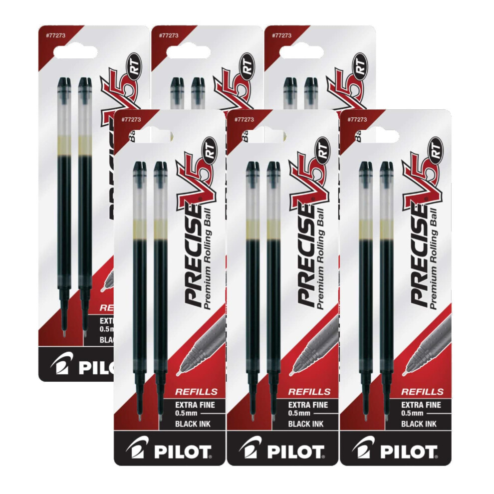 Pilot Precise V5 RT Liquid Ink Retractable Rollerball Pen Refills  0.5mm  Extra Fine Point  Black Ink  Pack of 12