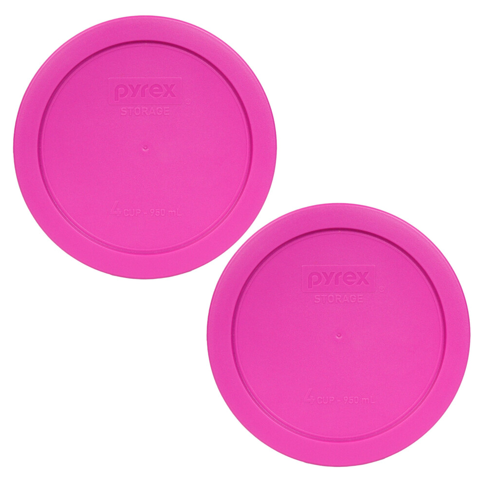 Pyrex 7201-PC 4-Cup Pink Round Plastic Food Storage Lid  Made in USA - 2 Pack