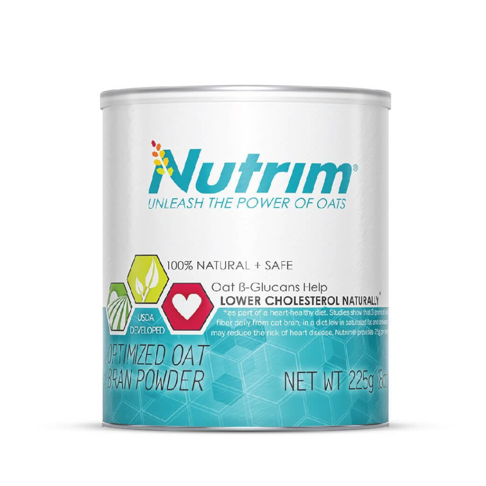 Nutrim Oat Bran Powder with 750mg Beta Glucan per Serving - Easy-Mix Soluble Fiber for Cholesterol Management & Immune Support - Heart Healthy  Non-GM