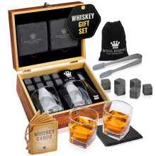 Whisky Stones Gave sat af Royal Reserve Artisan udformet Scotch Bourbon Glasses Chilling Rocks Coasters and Tongs - Whisky Gaver til mænds farskå