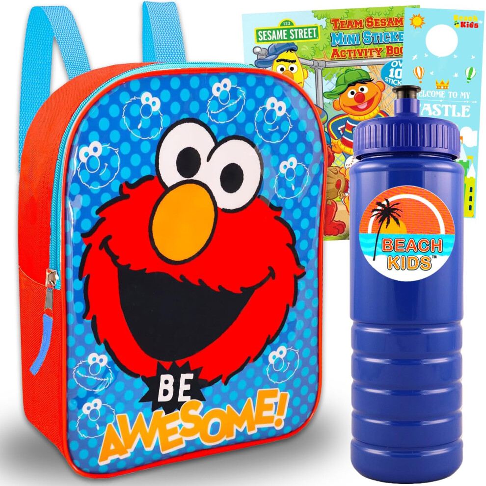 Sesame Street Elmo Toddler Backpack Set - Bundle with Deluxe 11""Sesame Street Elmo Mini Backpack  Stickers  and More |Sesame Street School Supplies