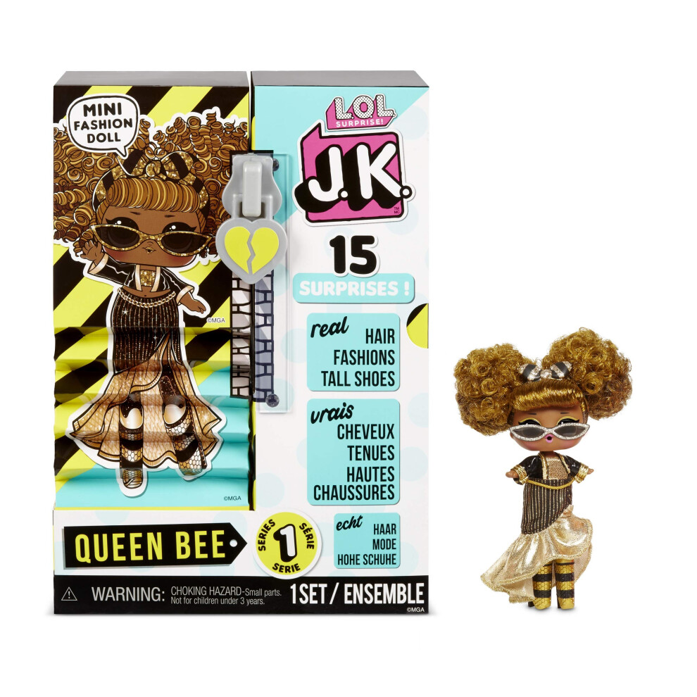 L.O.L. Surprise! JK Mini Fashion Doll Queen Bee with 15 Surprises Including Dress Up Doll Outfits  Exclusive Doll Accessories - Girls Gifts and Mix Ma