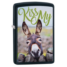Accendino Zippo Kiss My Donkey Nero Opaco