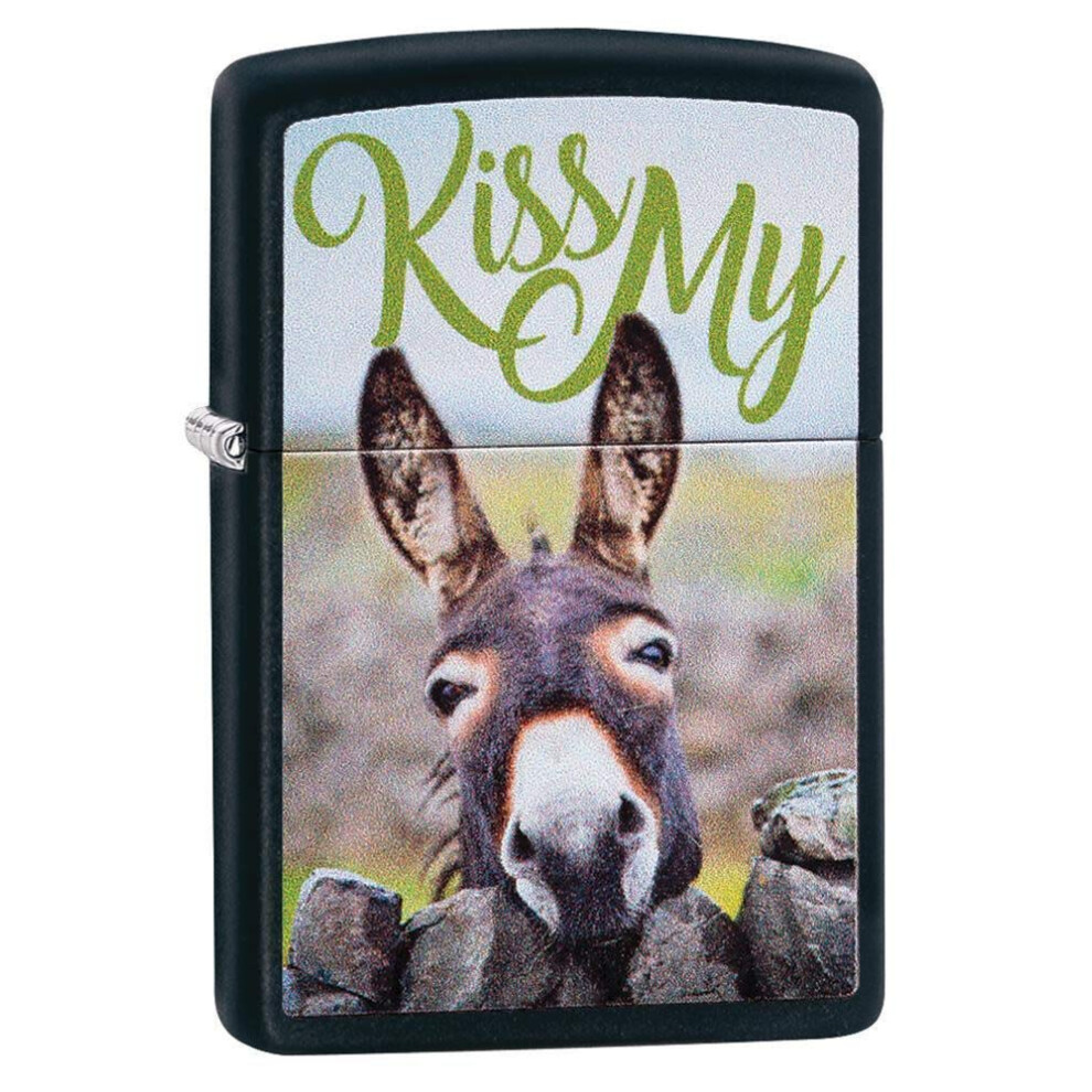 Zippo Kiss My Donkey Black Matte Pocket Lighter