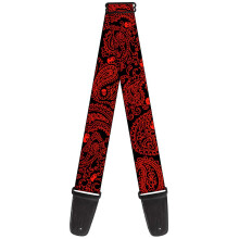 Buckle-Down Guitar Strap Bandana Skulls Black Red 2 Inches Wide (GS-W30226)