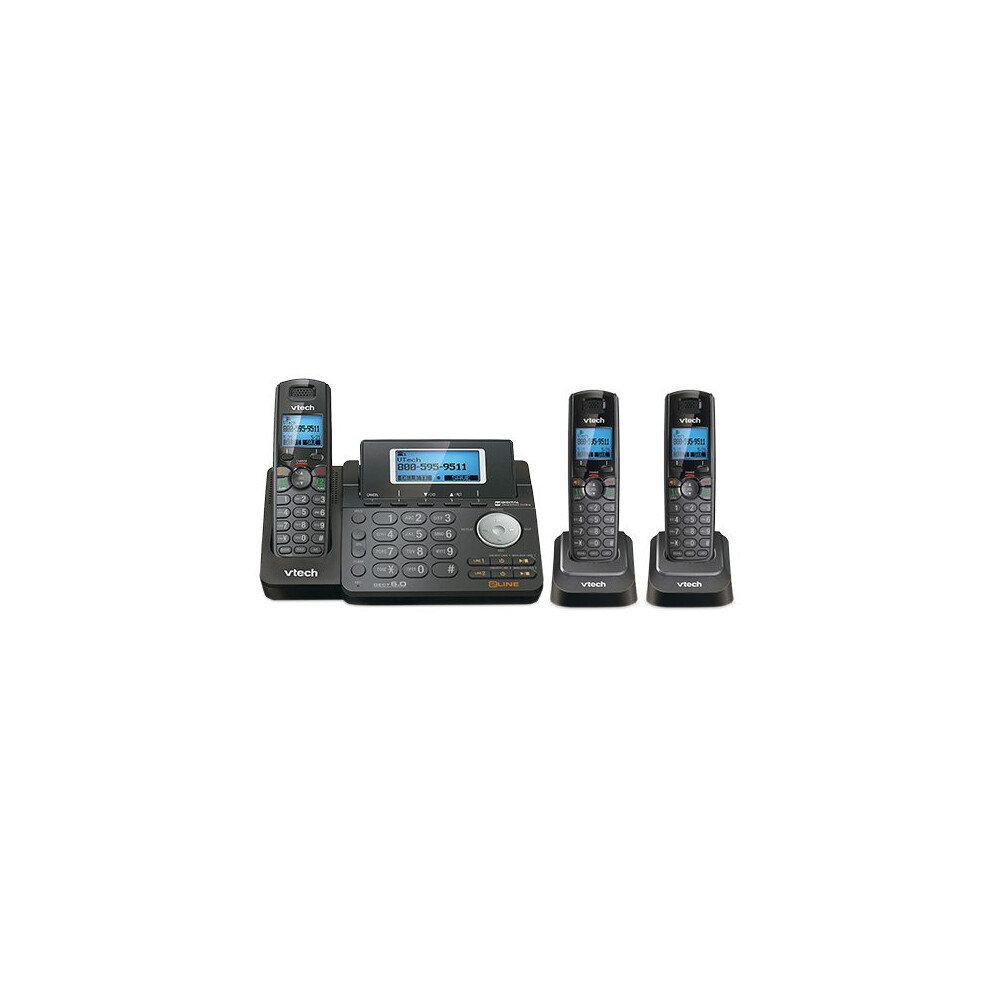 VTech DS6151-11 DECT 6.0 2-Line Expandable Cordless Phone + (2) DS6101-11 Accessory Handset  Black