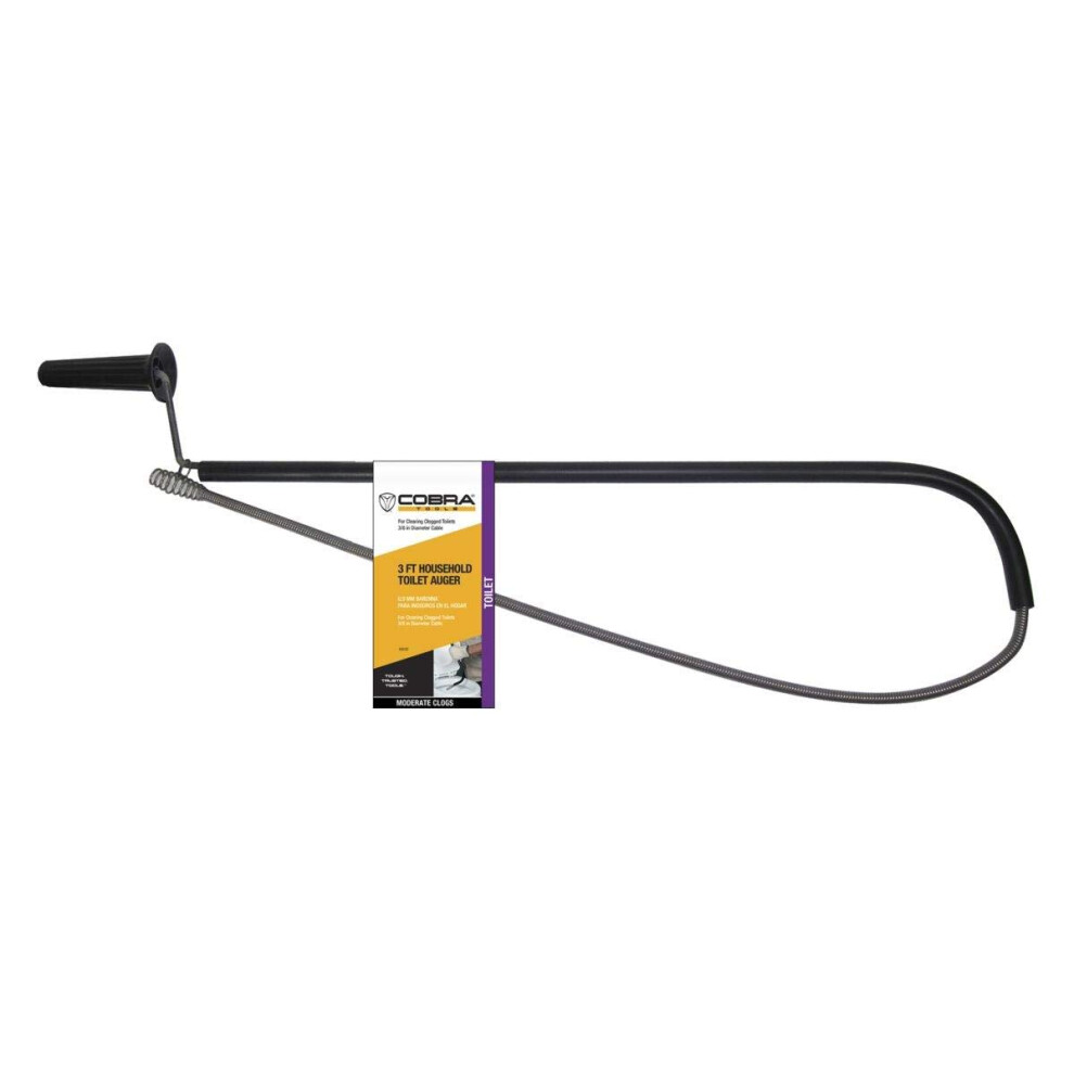 Cobra Products 40030 3/8-Inch By 3-Feet Home Toilet Auger 3/8 In X 3 Ft Black & Gray 018780000028