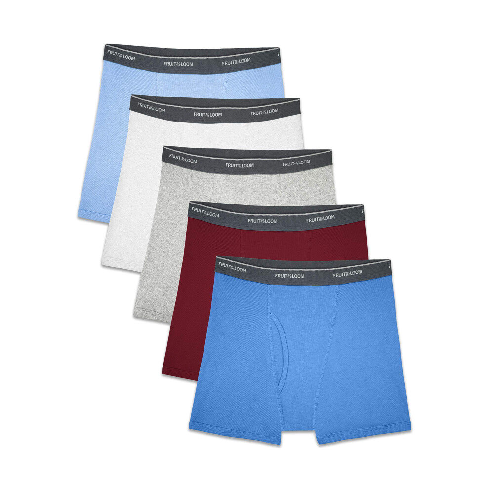 Fruit of the Loom boys (Assorted Colors) Boxer Briefs  Traditional Fly - 5 Pack Solids  Medium US