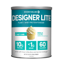 Designer Wellness, Designer Lite, Pflanzen- + Molkenproteinpulver, Vanille-Cupcake, 9,03 Unzen (256 g)