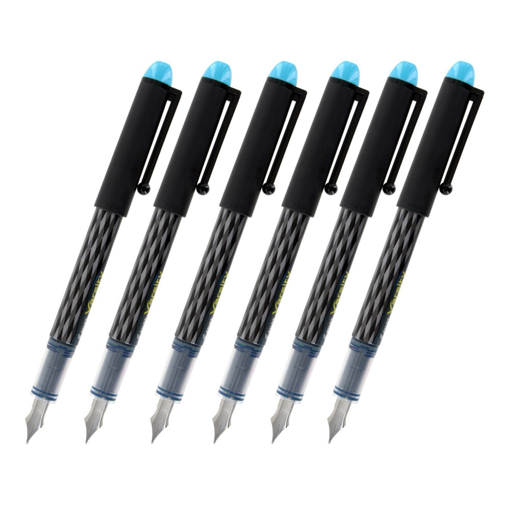 Pilot Varsity Disposable Fountain Pens  Turquoise Ink  Medium Point  Pack of 6