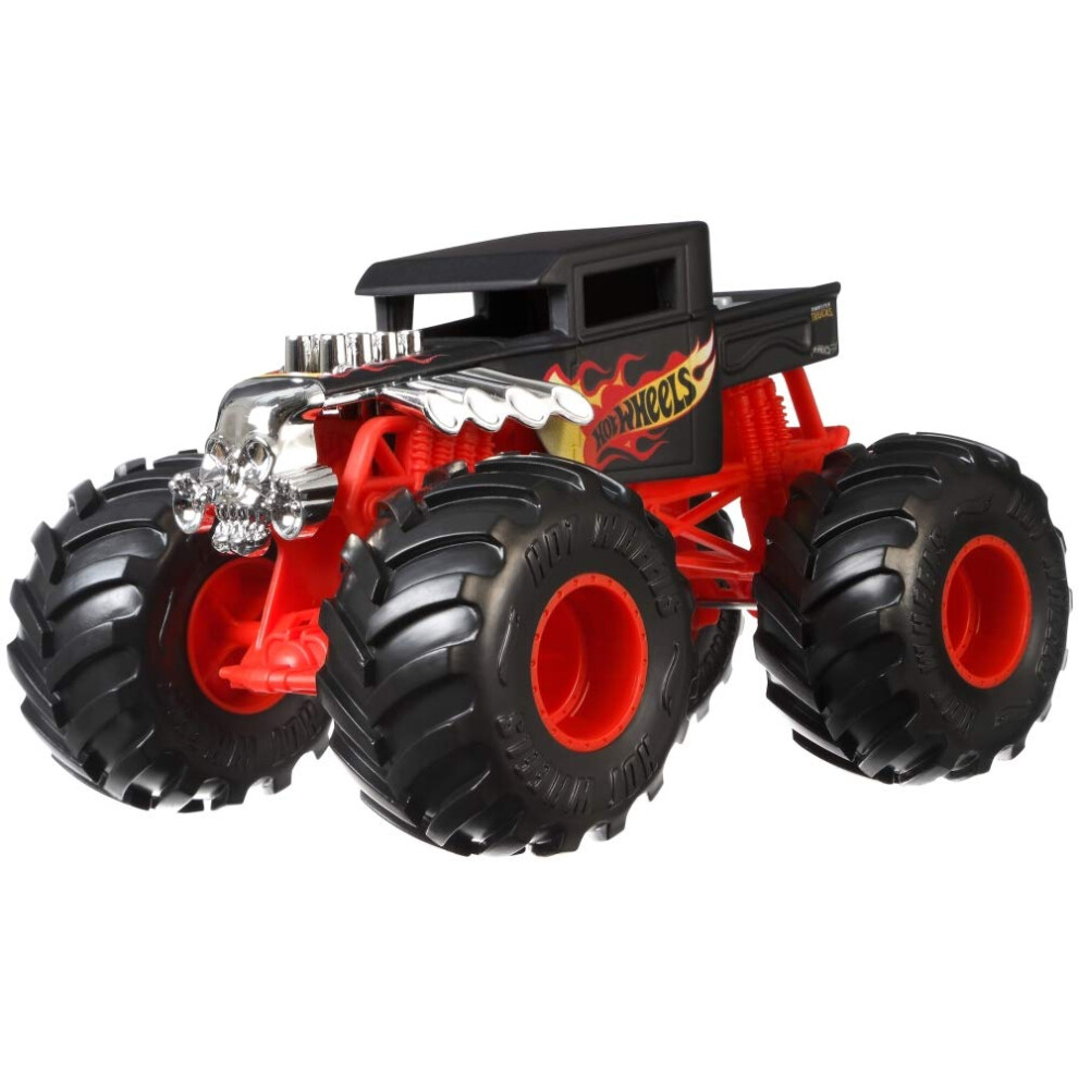 Hot Wheels Monster Trucks Bone Shaker die-cast 1:24 Scale Vehicle with Giant Wheels for Kids Age 3 to 8 Years Old Great Gift Toy Trucks Large Scales