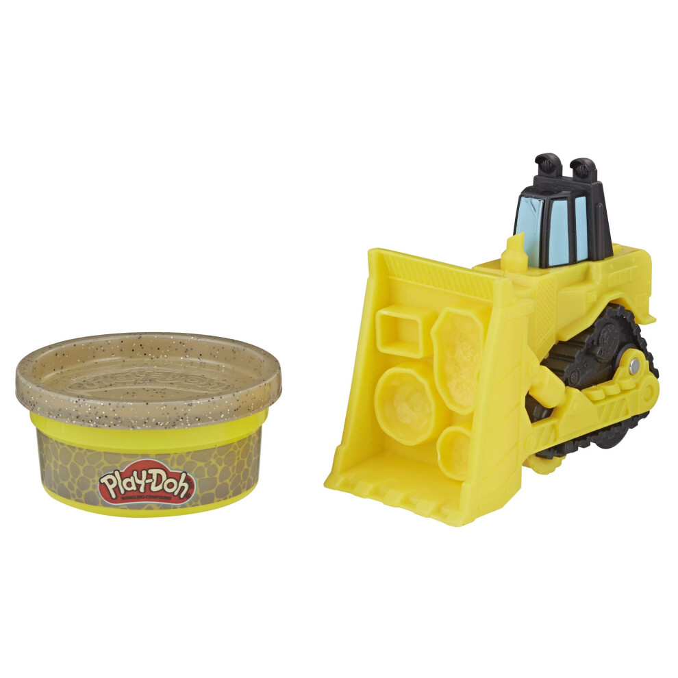 Play-Doh Wheels Mini Bulldozer Toy with 1 Can of Non-Toxic Stone Colored Buildin' Compound