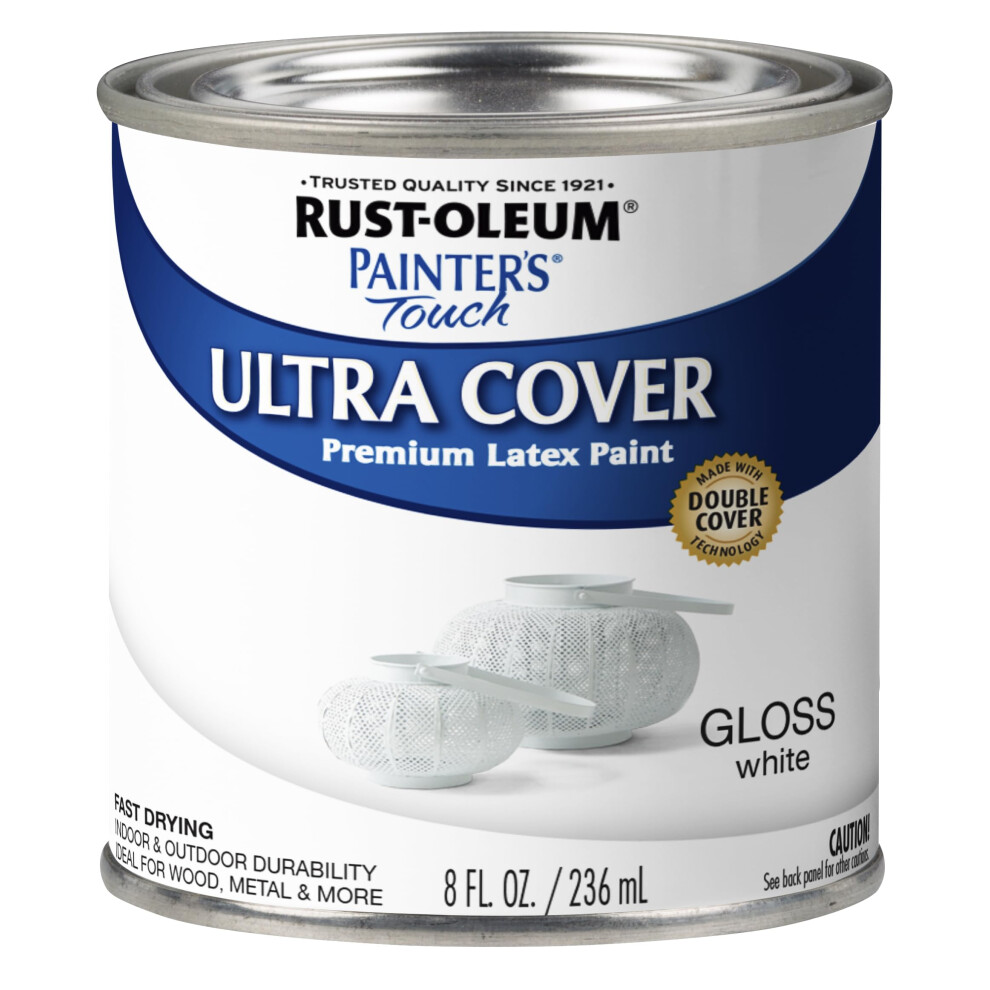 Rust-Oleum 1992730 Painter's Touch Latex Paint  Half Pint  Gloss White 8 Fl Oz (Pack of 1)