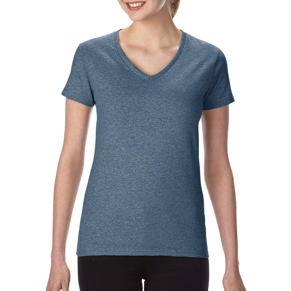 Gildan Ladies' Heavy Cotton? 5.3 oz. V-Neck T-Shirt 2XL Heather Navy