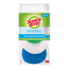 Scotch-Brite Non-Scratch Plastic Scrubbing Pads Cleans Dishes Without Scratching 3 Scrubbing Pads
