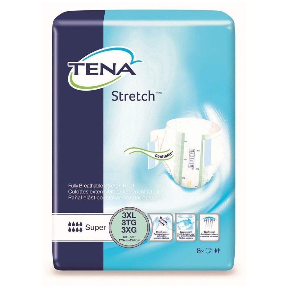 TENA ProSkin Stretch Super Bariatric Incontinence Brief  Heavy Absorbency  Unisex  3X-Large  (32 Total - 4 Packs)