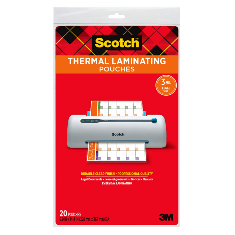 Scotch Thermal Laminating Pouches  8.9 x 14.4-Inches  Legal Size  20-Pack (TP3855-20)