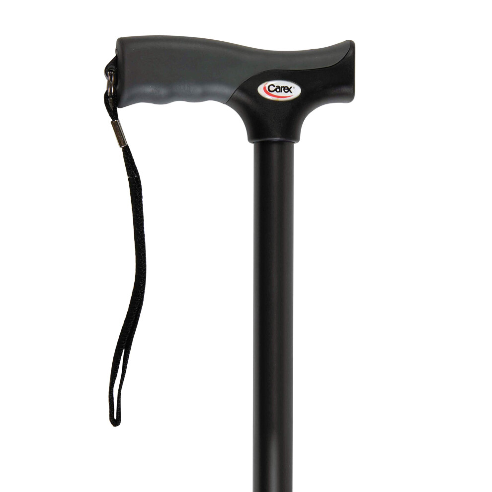 Carex Soft Grip Walking Cane - Height Adjustable Cane With Wrist Strap - Latex Free Soft Cushion Handle  Black Cane  Walking Cane for Women and Walkin