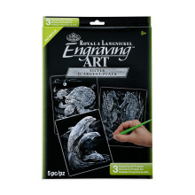 Royal & Langnickel(R Foil Engraving Value Pack 8.75""X11.5""-Silver - Turtle Sea Horse & Dolphins