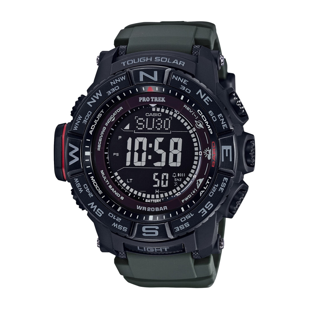 Casio Men's 'PRO TREK' Tough Solar Powered and Stainless Steel Watch  Color:Green (Model: PRW-3510Y-8CR)