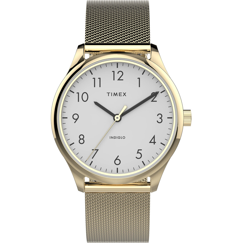 Timex Women's Modern Easy Reader 32mm Watch - Gold-Tone Case White Dial with Gold-Tone Stainless Steel Mesh Bracelet