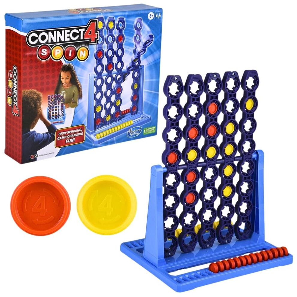 Hasbro Gaming Connect 4 Spin Game  Features Spinning Connect 4 Grid  2 Player Board Games for Family and Kids  Strategy Board Games  Ages 8 and Up