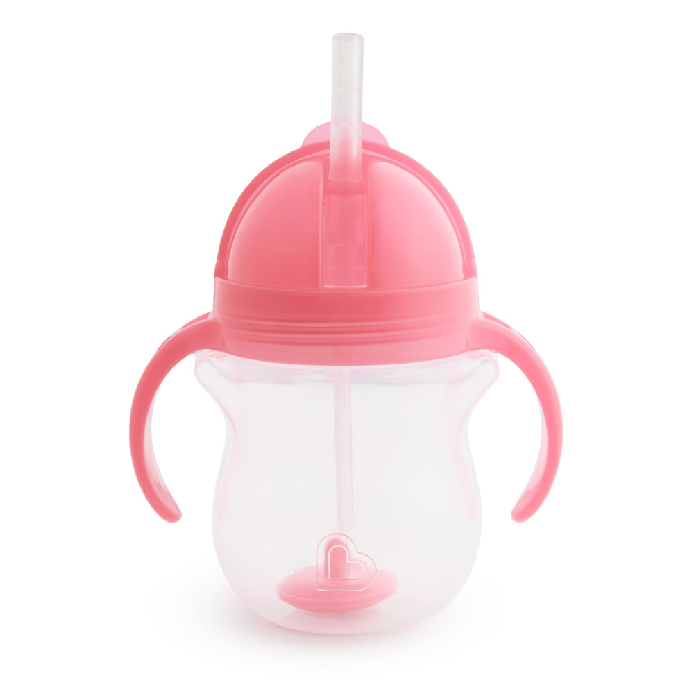 Munchkin Any Angle Weighted Straw Trainer Cup with Click Lock Lid  7 Ounce  Pink