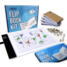 Flip Book Kit with LED Light Pad. Includes 240 Sheets Flip Book Paper with Screws for Drawing and Tracing. Animation Paper/Blank Flip Books for A5 Fli