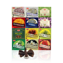 Hem 12 Scatole Assortite di Coni d'Incenso, (120 totali)| Fragranza Naturale per Stanze Aromatiche | Incenso per Rimuovere Odori e Relax