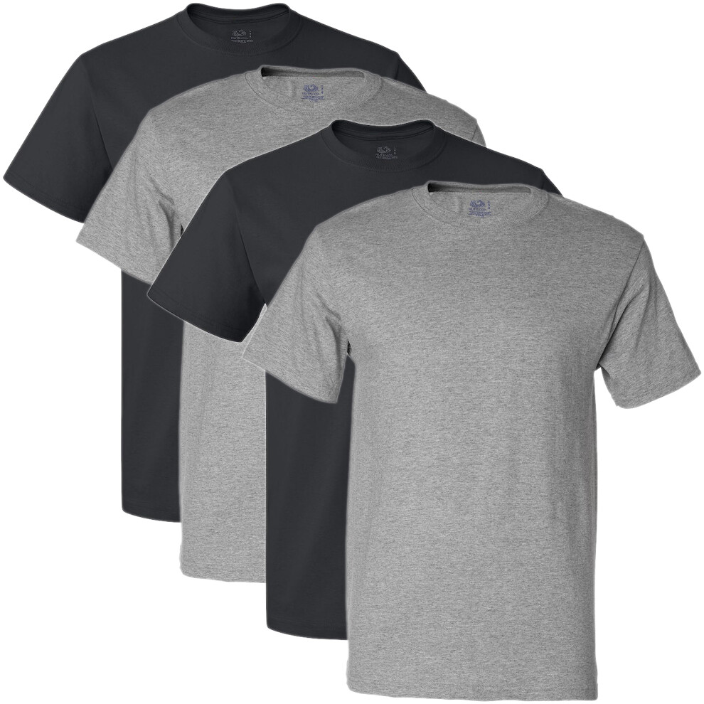 Fruit of the Loom Men's Crew Neck T-Shirt (Pack of 4)  Black/Grey  Large