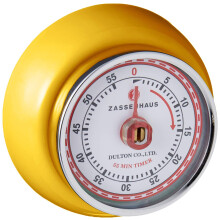 Zassenhaus Magnetic Retro Kitchen Classic Mechanical Cooking Timer (Yellow) 2.75-Inch