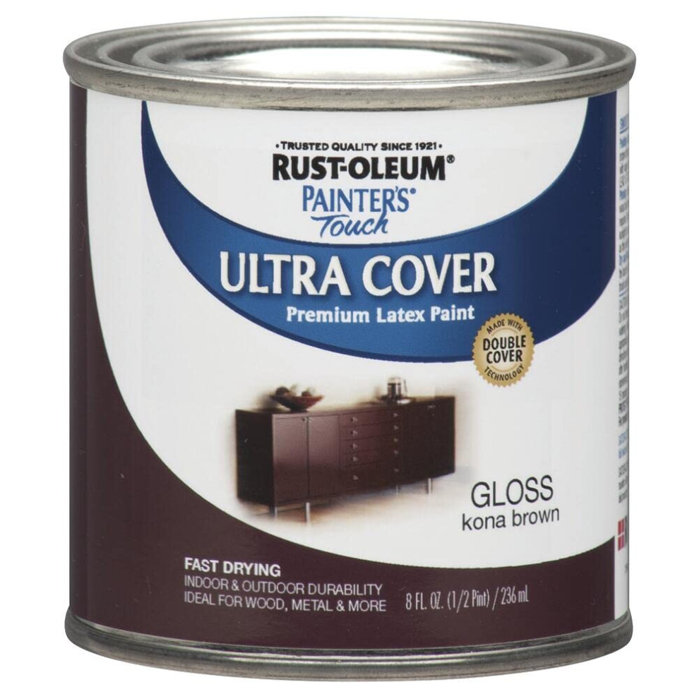 Rust-Oleum 1977730 Painter's Touch Latex Enamel Paint  Half Pint  Gloss Kona Brown  8 Fl Oz (Pack of 1)