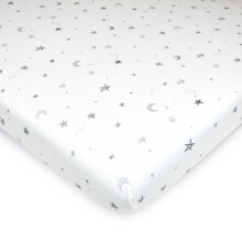 American Baby Company Fitted Mini Crib Sheet 24" x 38", Zacht Ademend Neutraal 100% Katoen Jerseystof, Grijze Sterren en Manen