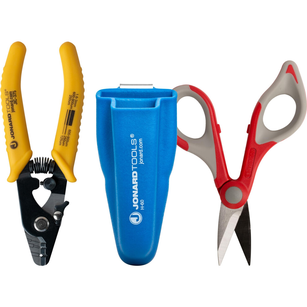 Jonard Tools Tk-350 Fiber Optic Stripper & Kevlar Shears Kit - Featuring Molded Pouch To Securely Hold 3 Hole Fiber Stripper And Kevlar Cutting Shears 811490016033