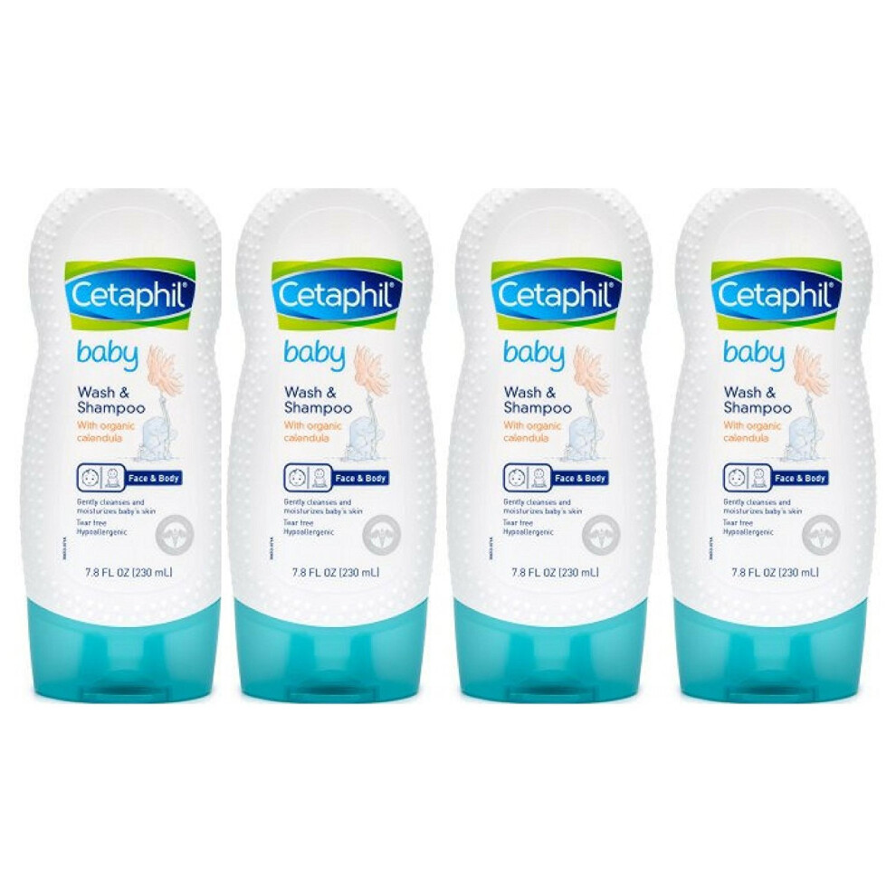 Cetaphil Baby Wash and Shampoo with Organic Calendula  7.8 Ounce (Pack of 4)