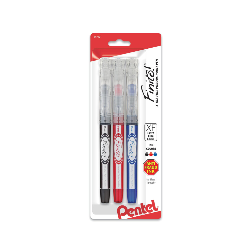 Pentel Finito! Porous Point Pen x-Tra Fine Point Tip  Assorted Ink (A/B/C)  3-PK