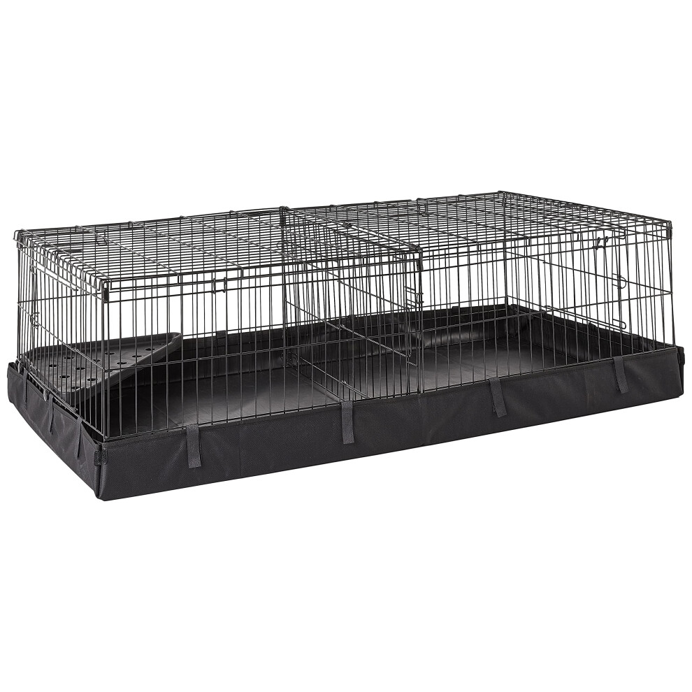 Amazon Basics Leakproof Canvas Bottom Guinea Pig Pet Cage with Divider Set  Black  47.6""L x 24.2""W x 14.0""H