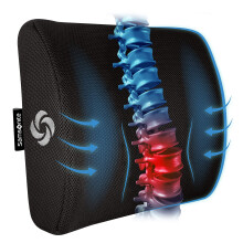 SAMSONITE Lumbar Support Pillow For Office Chair and Car Seat  Perfectly Balanced Memory Foam   Versatile Use Lower Back Cushion