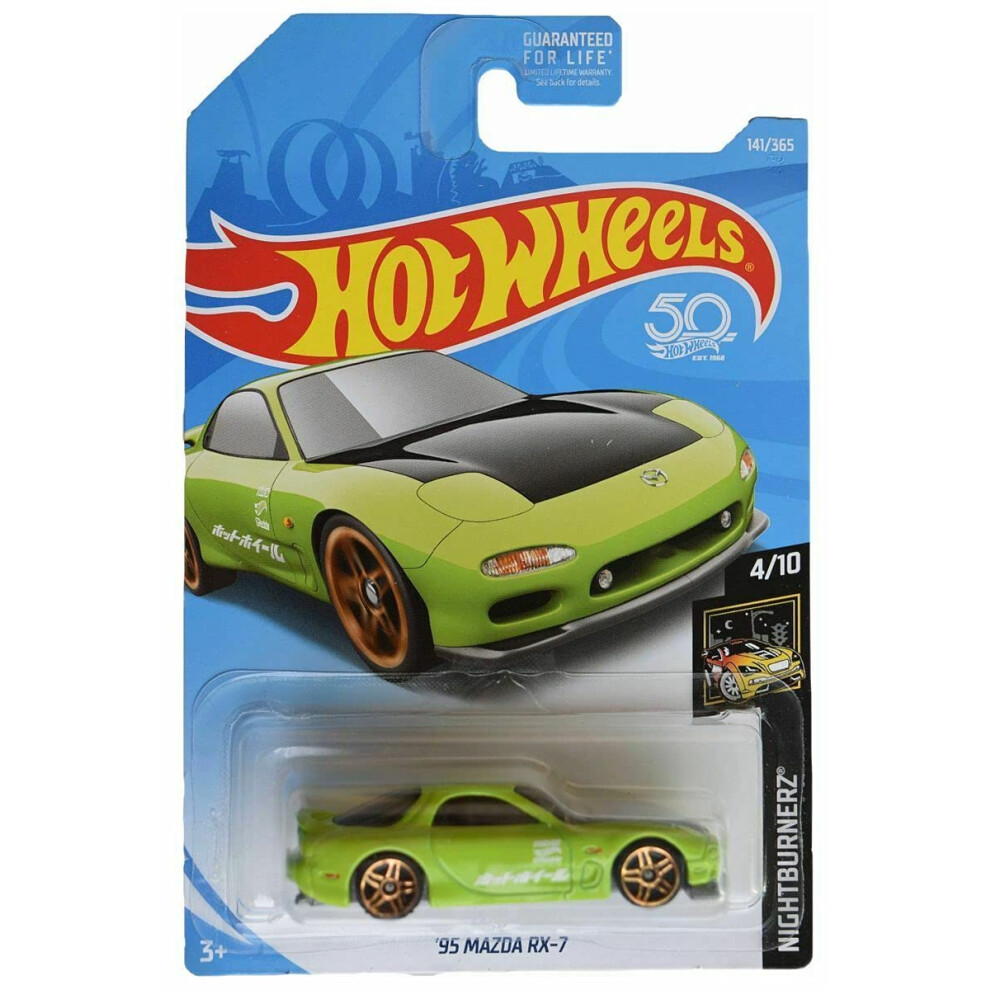 Hot Wheels 2018 50th Anniversary Nightburnerz '95 Mazda RX-7 141/365  Green