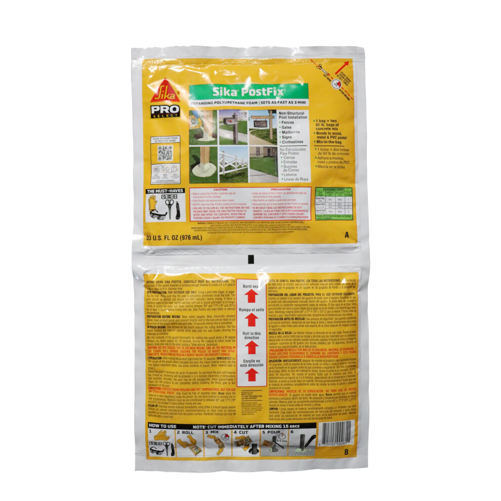 Sika Postfix Fence Post Mix  Mix-in-The-Bag Expanding Foam for Supporting Non-Structural Posts  Fence  Mailbox  and Sign Posts