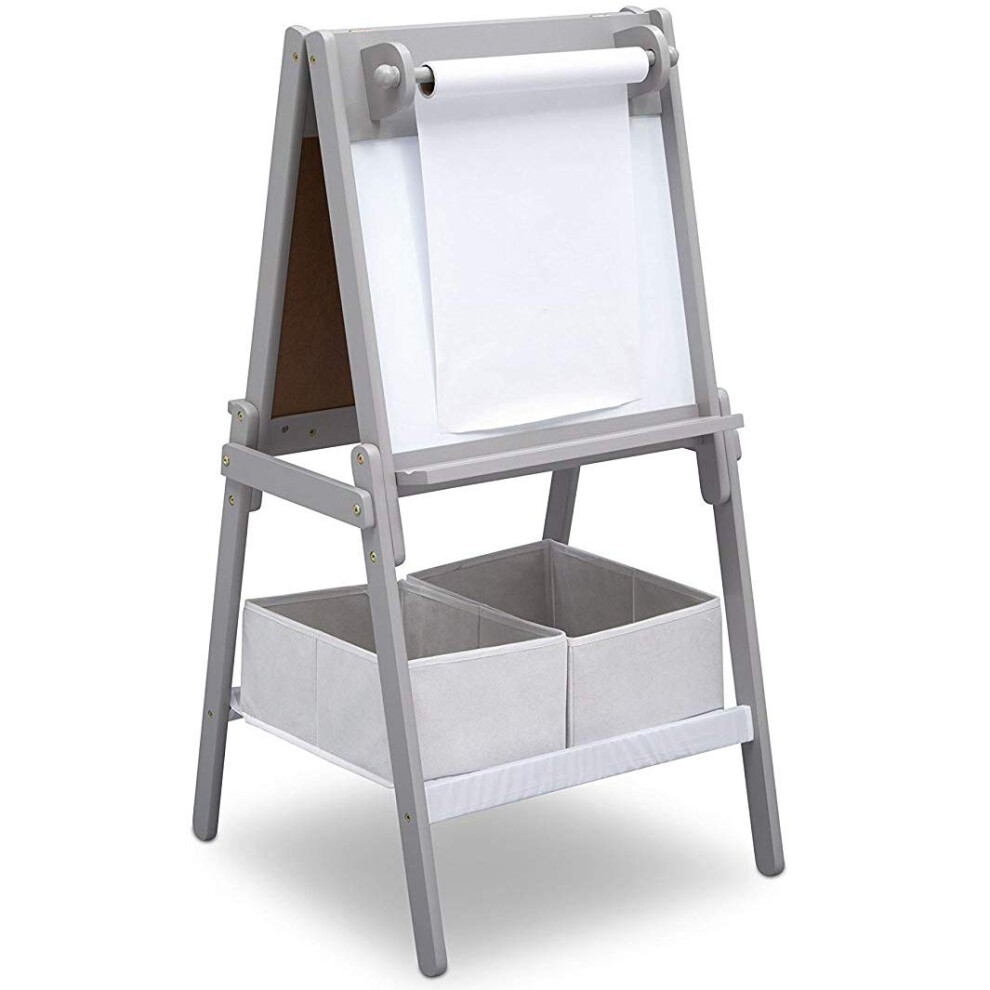 Delta Children MySize Kids Double-Sided Storage Easel -Ideal for Arts & Crafts  Drawing  Homeschooling and More - Greenguard Gold Certified  Grey