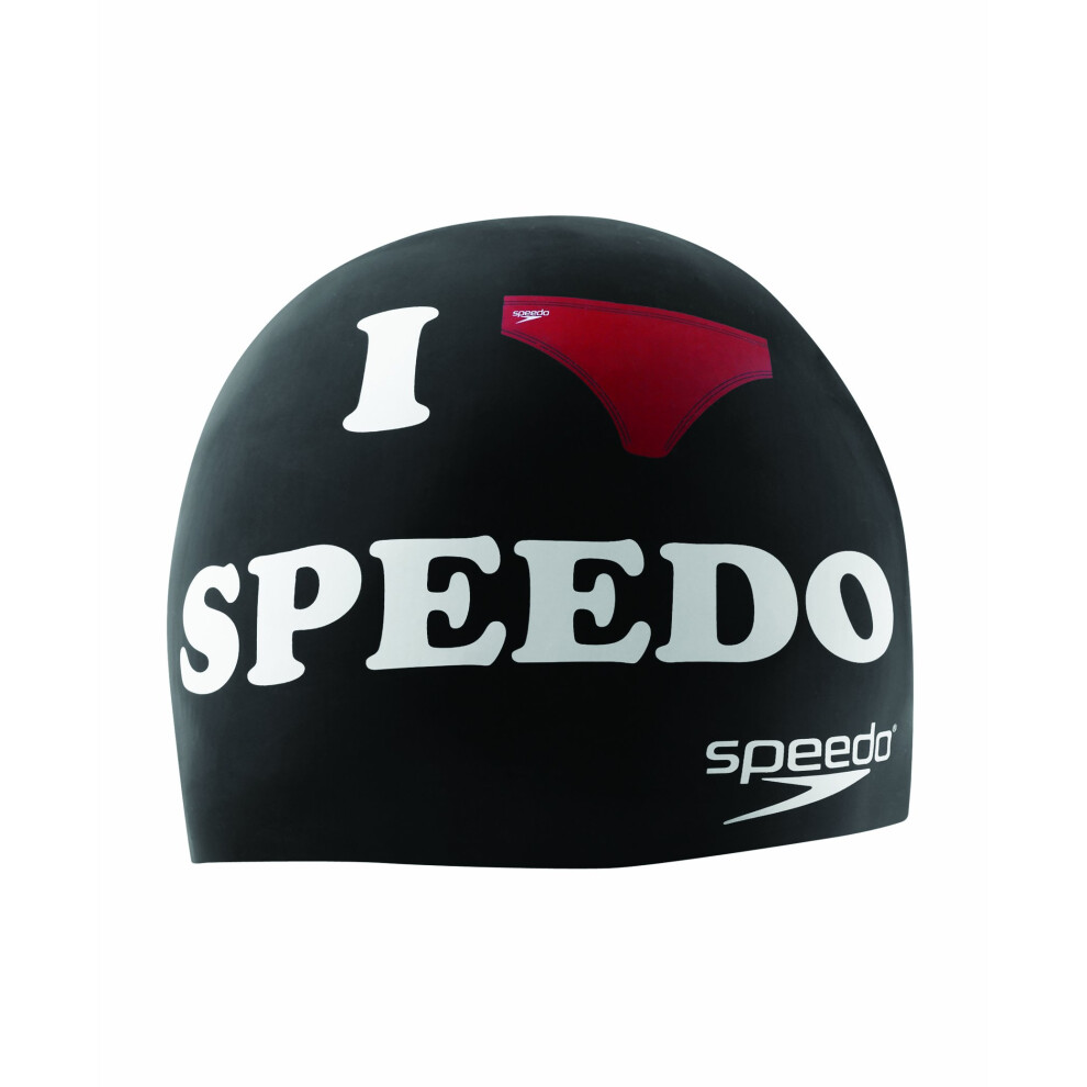 Speedo Silicone 'I Heart Speedo' Swim Cap  Black